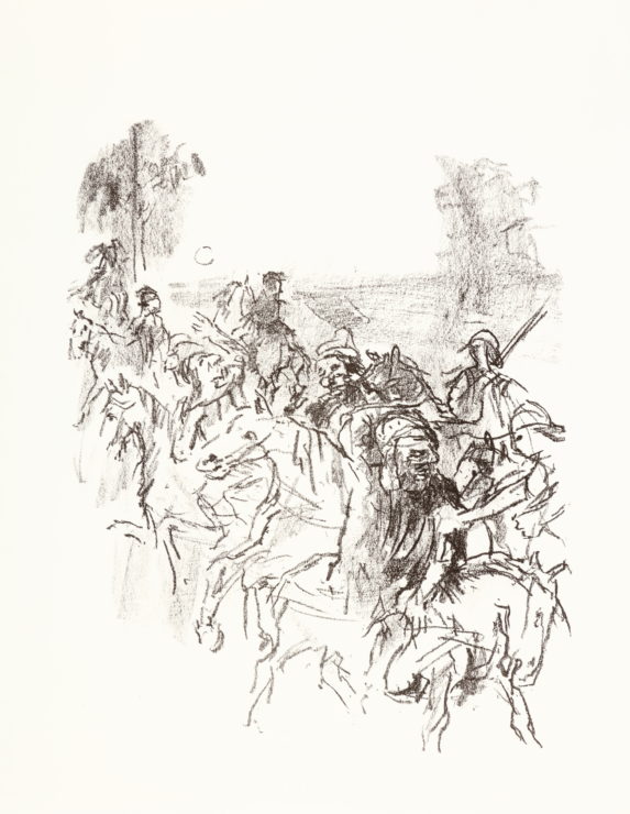Lear and His Men Leaving Goneril's Castle